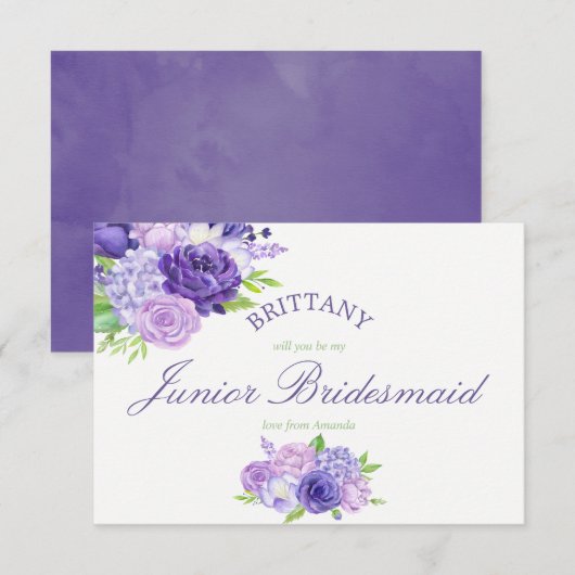 Ultra Violet Floral is mijn jeneverbes bruidsmeisj Kaart (Voorkant / Achterkant)