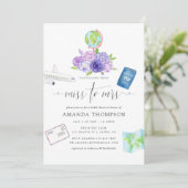 Ultra Violet Floral Miss to Mrs Vrijgezellenfeest Kaart (Staand voorkant)