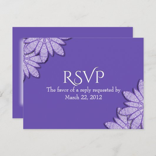 Ultra Violet Floral RSVP met menukeuze Uitnodiging Briefkaart (Voorkant / Achterkant)