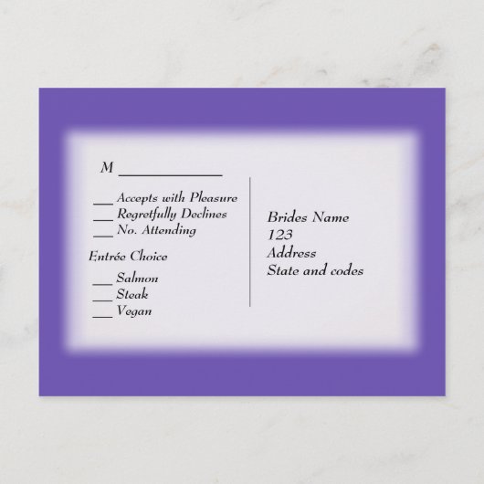 Ultra Violet Floral RSVP met menukeuze Uitnodiging Briefkaart (Achterkant)