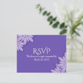 Ultra Violet Floral RSVP met menukeuze Uitnodiging Briefkaart (Staand voorkant)