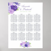 Ultra Violet Floral Wedding Seating Chart Poster (Voorkant)