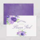 Ultra Violet Floral word je mijn Bloemenmeisje Kaart (Voorkant / Achterkant)