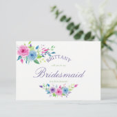 Ultra Violet Floral zal je mijn Bridesmaid zijn Kaart (Staand voorkant)