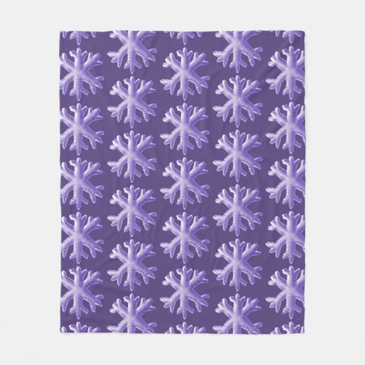 Ultra Violet Fluffy Snowflake Patroon Fleece Deken (Voorkant)