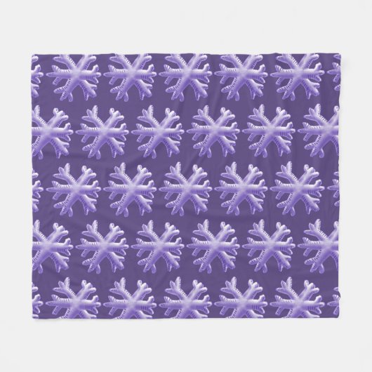 Ultra Violet Fluffy Snowflake Patroon Fleece Deken (Voorkant (Horizontaal))
