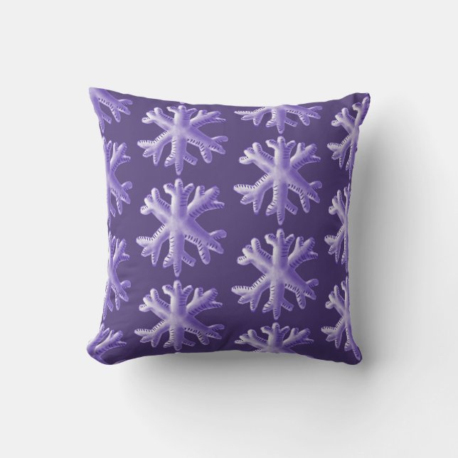 Ultra Violet Fluffy Snowflake Patroon Kussen (Voorkant)