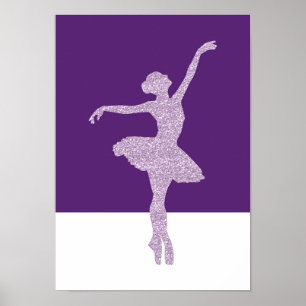 Ultra violet glitter ballerina modern poster
