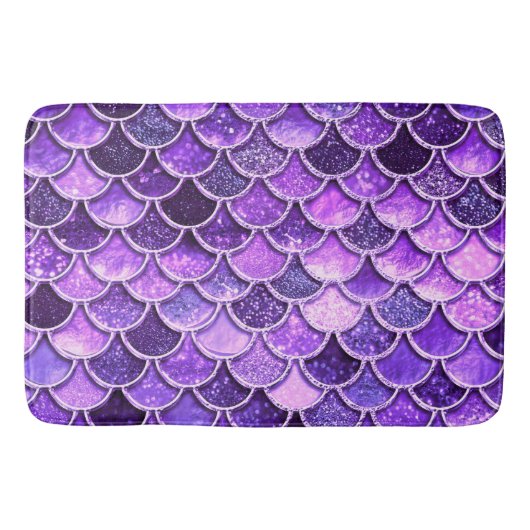 Ultra Violet Glitter Mermaid Scales Badmat (Voorkant)