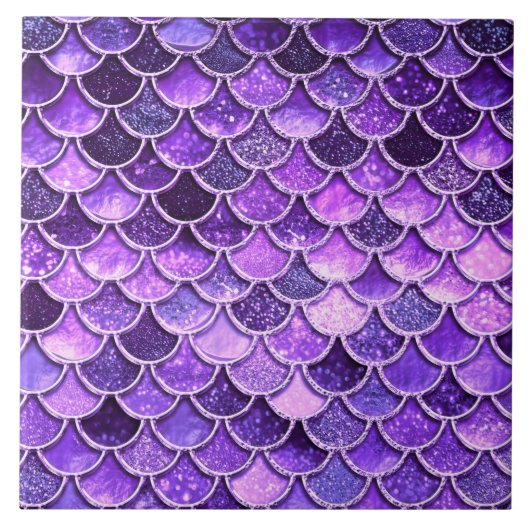 Ultra Violet Glitter Mermaid Scales Tegeltje (Voorkant)