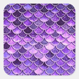 Ultra Violet Glitter Mermaid Scales Vierkante Sticker