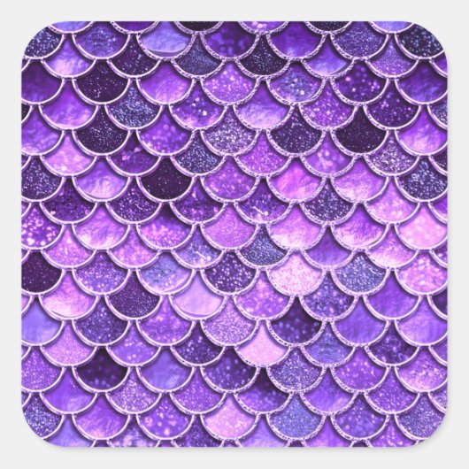 Ultra Violet Glitter Mermaid Scales Vierkante Sticker (Voorkant)