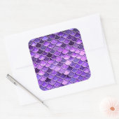 Ultra Violet Glitter Mermaid Scales Vierkante Sticker (Envelop)