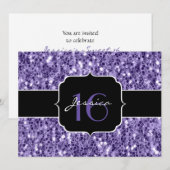 Ultra violet glitter sparkles Sweet 16 nodigen Kaart (Voorkant / Achterkant)