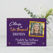 Ultra Violet Gold Confetti Foto Graduparty Kaart (Staand voorkant)