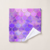 Ultra Violet & Gold Mermaid Scale Patroon Bad Handdoek (Wasdoekje)