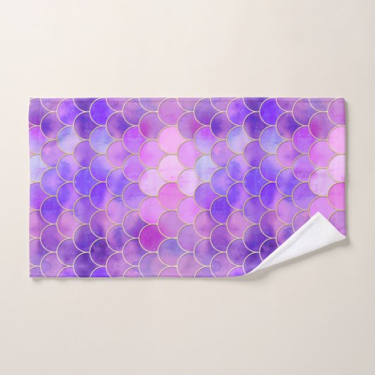 Ultra Violet & Gold Mermaid Scale Patroon Bad Handdoek (Handdoek)
