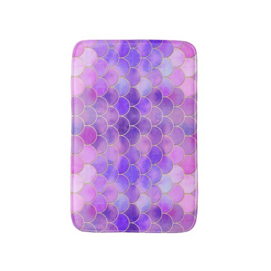 Ultra Violet & Gold Mermaid Scale Patroon Badmat (Voorkant Verticaal)