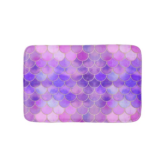 Ultra Violet & Gold Mermaid Scale Patroon Badmat (Voorkant)