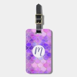 Ultra Violet & Gold Mermaid Scale Patroon Bagagelabel