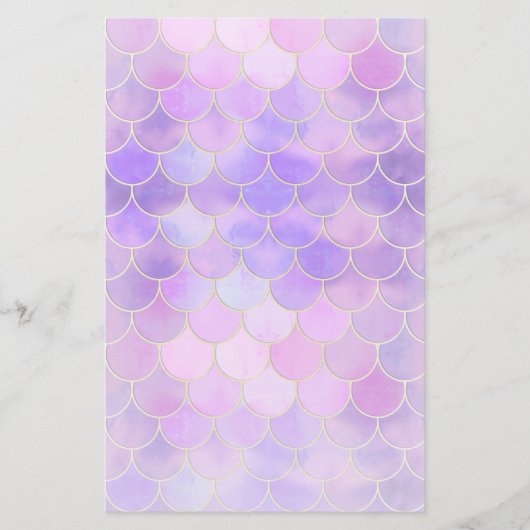 Ultra Violet & Gold Mermaid Scale Patroon Briefpapier (Voorkant)