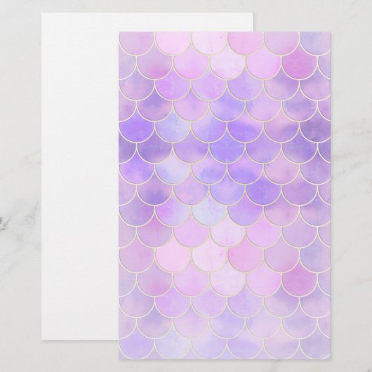 Ultra Violet & Gold Mermaid Scale Patroon Briefpapier (Voorkant / Achterkant)