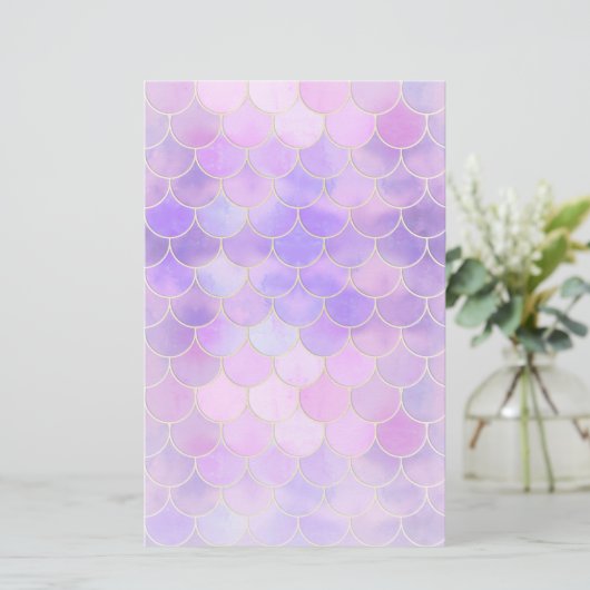 Ultra Violet & Gold Mermaid Scale Patroon Briefpapier (Staand voorkant)