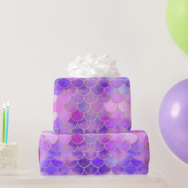 Ultra Violet & Gold Mermaid Scale Patroon Cadeaupapier