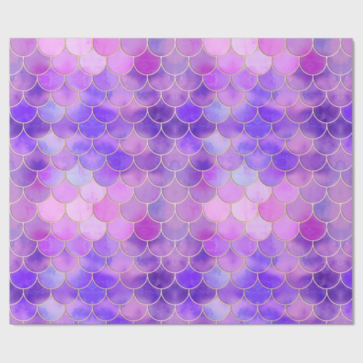 Ultra Violet & Gold Mermaid Scale Patroon Cadeaupapier (Vlak)
