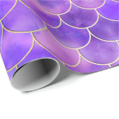 Ultra Violet & Gold Mermaid Scale Patroon Cadeaupapier (Rol Hoek)