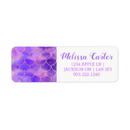 Ultra Violet & Gold Mermaid Scale Patroon Etiket