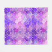 Ultra Violet & Gold Mermaid Scale Patroon Fleece Deken (Voorkant (Horizontaal))