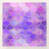 Ultra Violet & Gold Mermaid Scale Patroon Glazen Onderzetter (Voorkant)