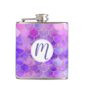 Ultra Violet & Gold Mermaid Scale Patroon Heupfles (Voorkant)