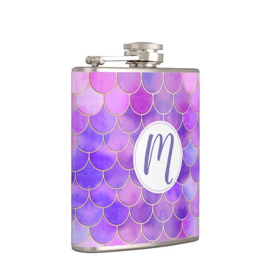 Ultra Violet & Gold Mermaid Scale Patroon Heupfles (Rechts)