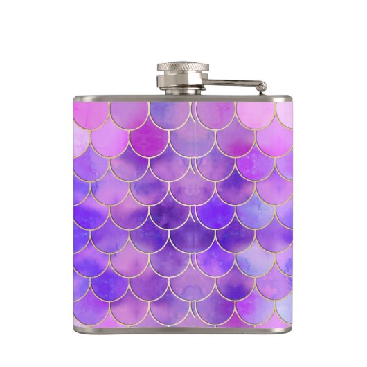 Ultra Violet & Gold Mermaid Scale Patroon Heupfles (Achterkant)