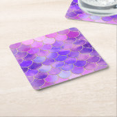 Ultra Violet & Gold Mermaid Scale Patroon Kartonnen Onderzetters (Schuin)