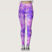 Ultra Violet & Gold Mermaid Scale Patroon Leggings (Voorkant)