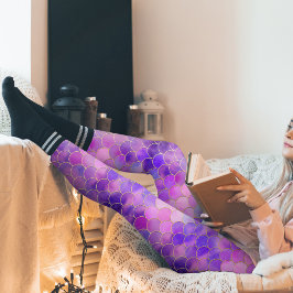 Ultra Violet & Gold Mermaid Scale Patroon Leggings