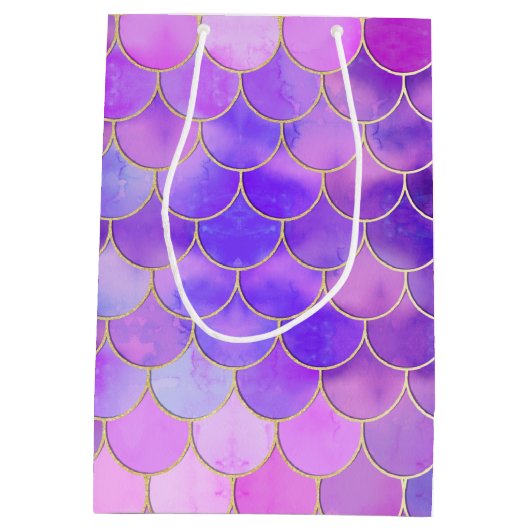 Ultra Violet & Gold Mermaid Scale Patroon Medium Cadeauzakje (Achterkant)