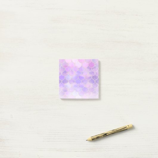 Ultra Violet & Gold Mermaid Scale Patroon Post-it® Notes (Op bureau)