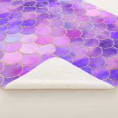 Ultra Violet & Gold Mermaid Scale Patroon Sherpa Deken (3/4)