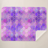 Ultra Violet & Gold Mermaid Scale Patroon Sherpa Deken (Voorkant (horizontaal))