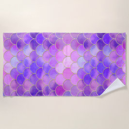 Ultra Violet & Gold Mermaid Scale Patroon Strandlaken