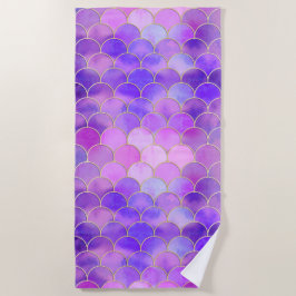 Ultra Violet & Gold Mermaid Scale Patroon Strandlaken