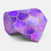 Ultra Violet & Gold Mermaid Scale Patroon Stropdas (Opgerold)