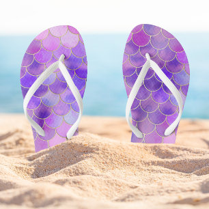 Ultra Violet & Gold Mermaid Scale Patroon Teenslippers