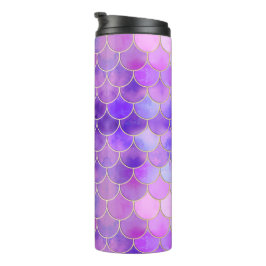 Ultra Violet & Gold Mermaid Scale Patroon Thermosbeker