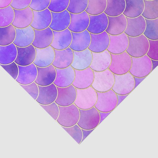 Ultra Violet & Gold Mermaid Scale Patroon Tissuepapier (Detail)