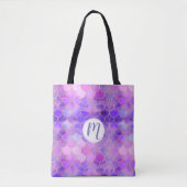 Ultra Violet & Gold Mermaid Scale Patroon Tote Bag (Voorkant)